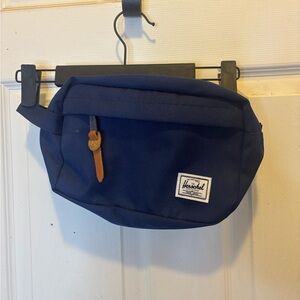 Herschel Supply Company Navy Toiletry Bag with Brown Leather Pull